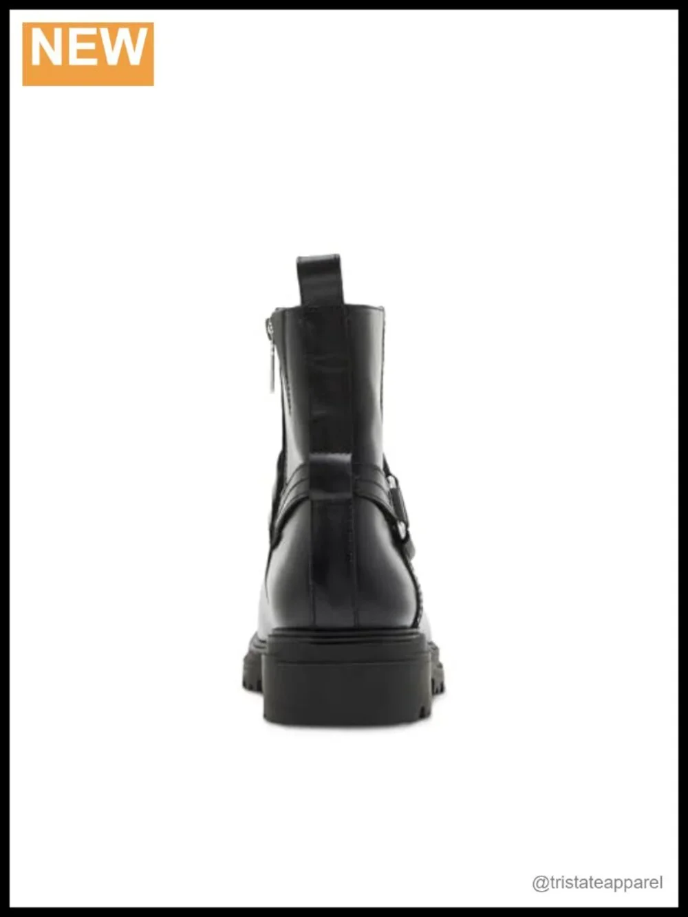 Waterproof Leather Ankle Boots Zip Block Heel Motorcycle Boot